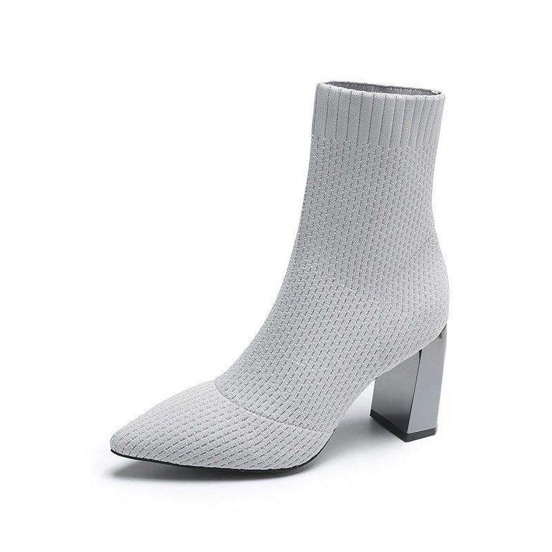 Socks Boots Women's Autumn And Winter New Pointed High Heels Elastic