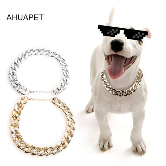 Dog Gold Color Chain Chain Buckle Small And Medium Size Dog Collar Pet Necklace Ornament