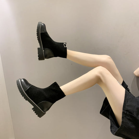 Children's Single Boots Flat Small Short Fashion Thin