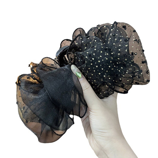 Super Fairy Cloud Polka Dot Grip Bow Mesh Barrettes