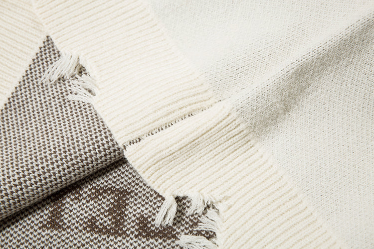 Portrait Jacquard Round Neck Sweater For Men
