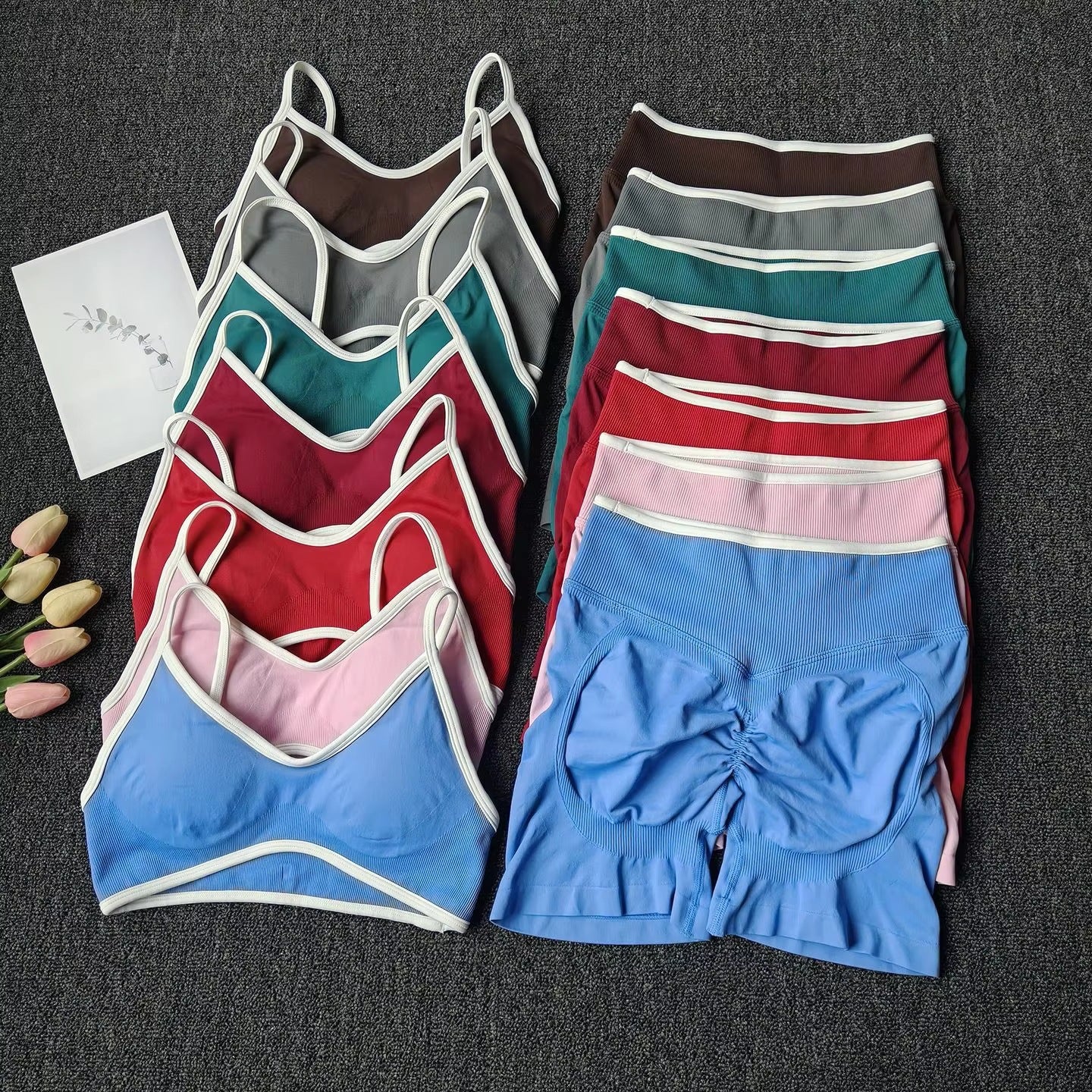 Womens High-Waisted Leggings And Top Two-Piece Workout Set
