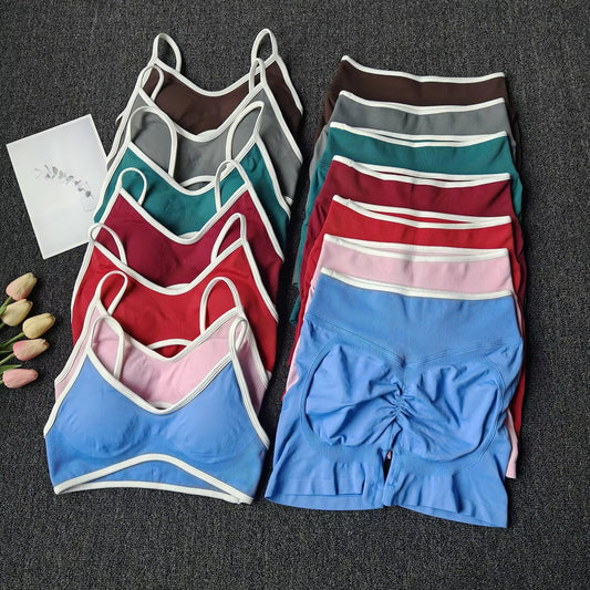 Womens High-Waisted Leggings And Top Two-Piece Workout Set