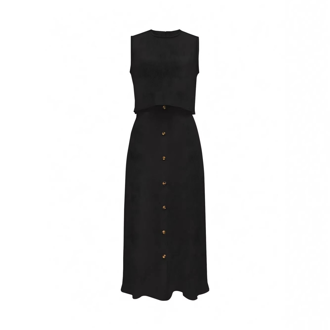 New Elegant Solid-color Vest And Skirt Set For Women