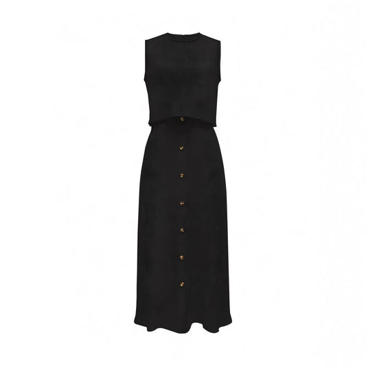 New Elegant Solid-color Vest And Skirt Set For Women