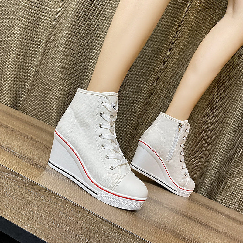High-top Canvas  Women's Slope With 8 Cm Heightened Casual Shoes
