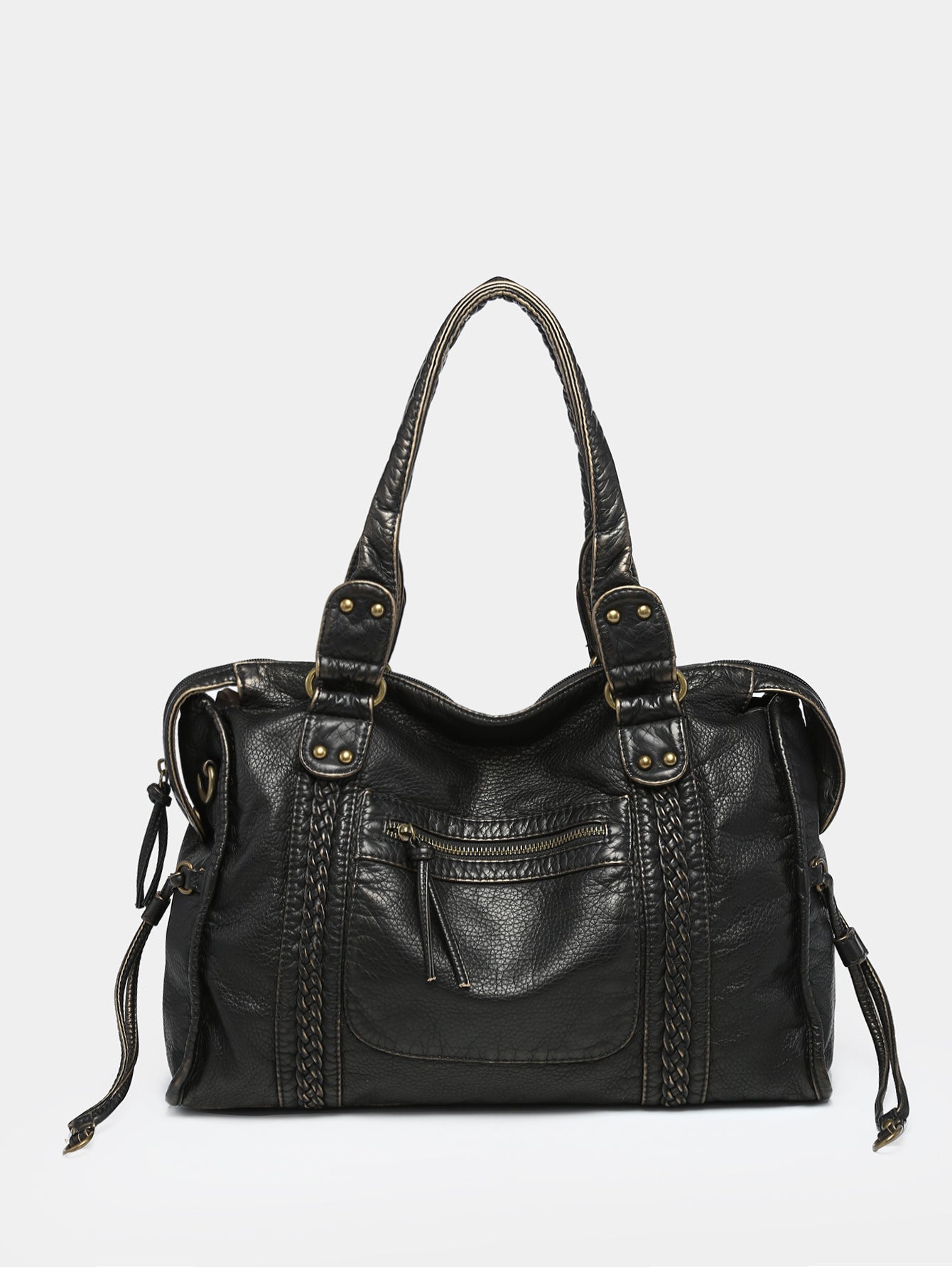 Fashion Retro Worn Looking Washed-out Brushed Large Capacity Soft Motorcycle Bag