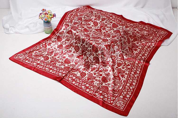 Artificial Silk Small Square Towel Chinese Style