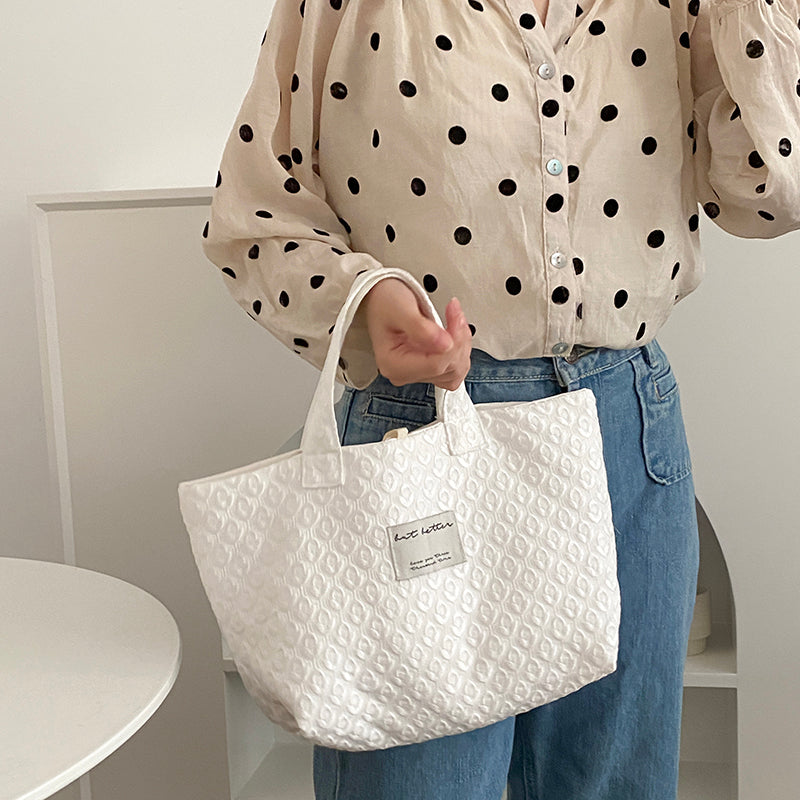 Women's French Three-dimensional Embossed Hand-carried Cloth Bag