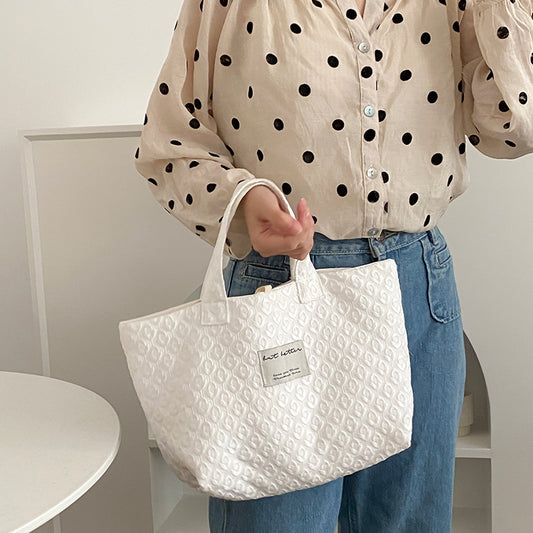 Women's French Three-dimensional Embossed Hand-carried Cloth Bag