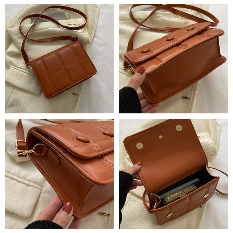Simple Shoulder Crossbody Solid Color Casual Line Pressing Small Square Bag