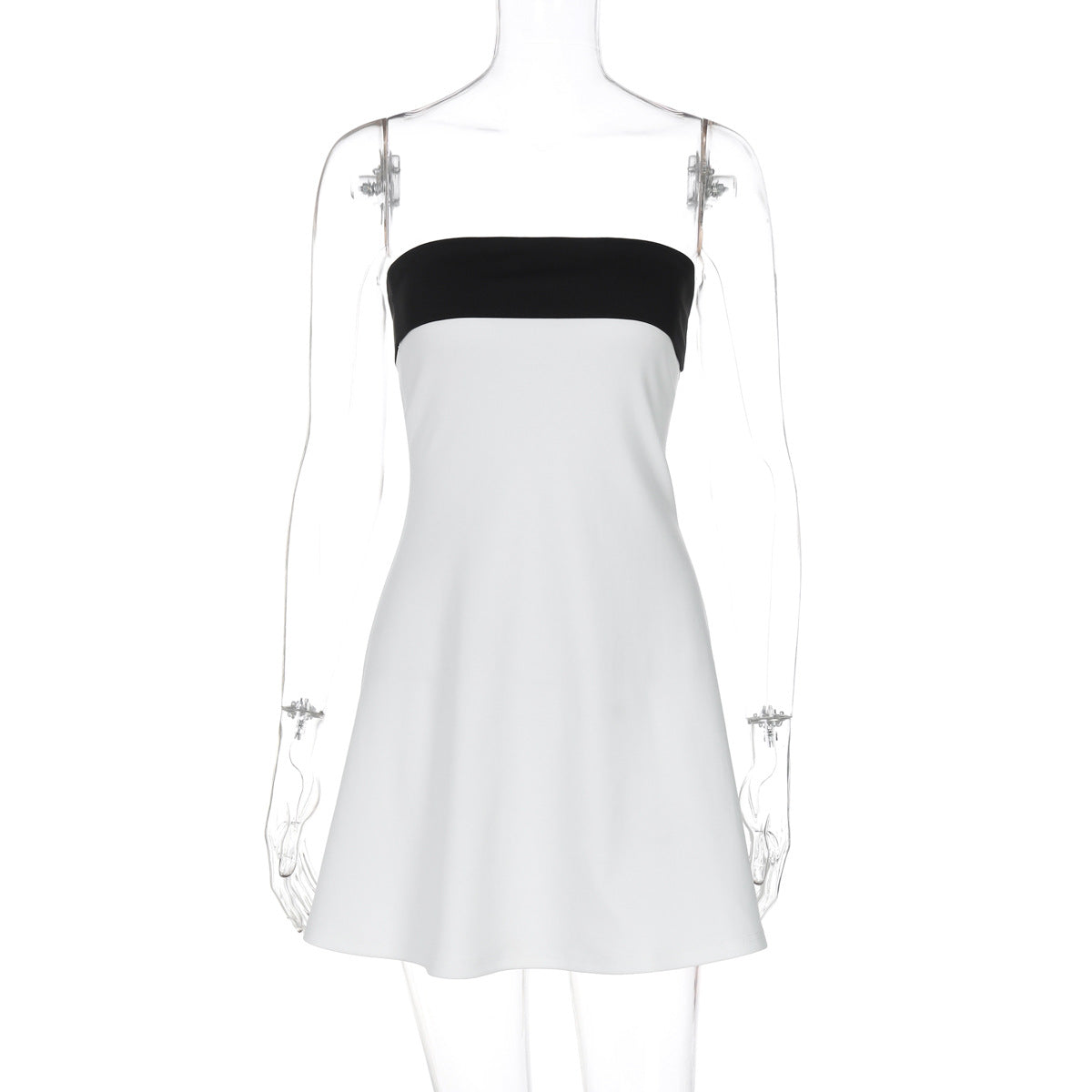 Fashionable Contrasting Color Patchwork Sexy Sleeveless Tube Dress