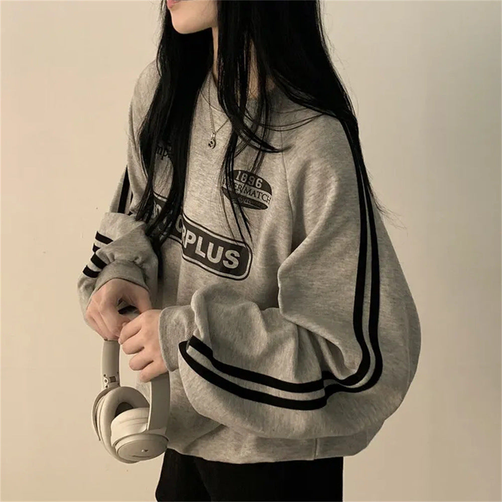 Sort doven chic koreansk stil striktrøje med rund hals
