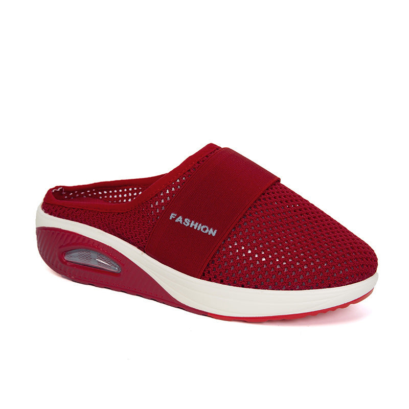 Daily Casual Baotou Mesh Round Head Wedge Heel Plus Size Slippers