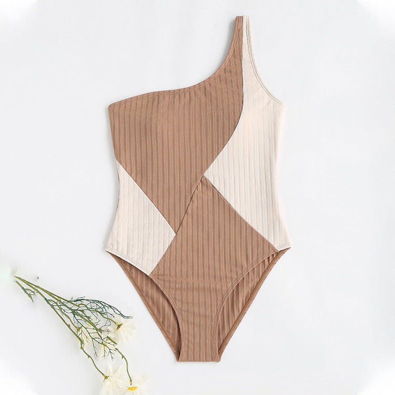 Girl's Swimsuit One-piece Shoulder Stitching