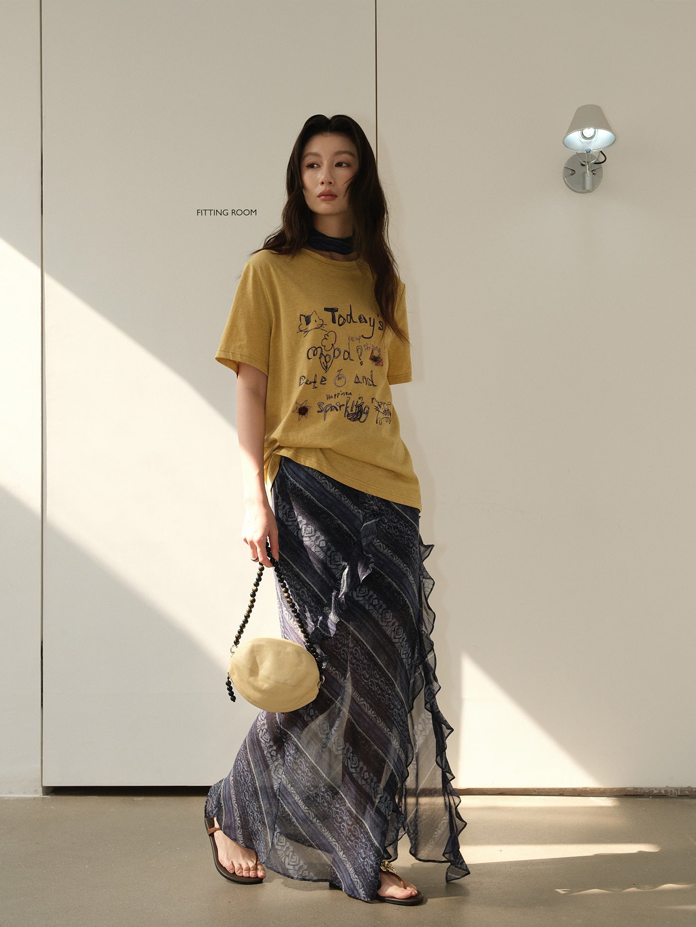 Twill Straight-leg Midi Skirt For Women