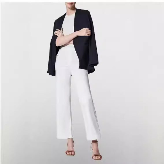 Bootleg Pants Slim Fit Slimming Draping Effect Casual Suit Pants