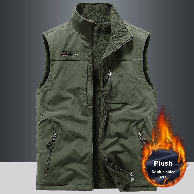 Double-sided Vest Men's Sports Fleece Vest