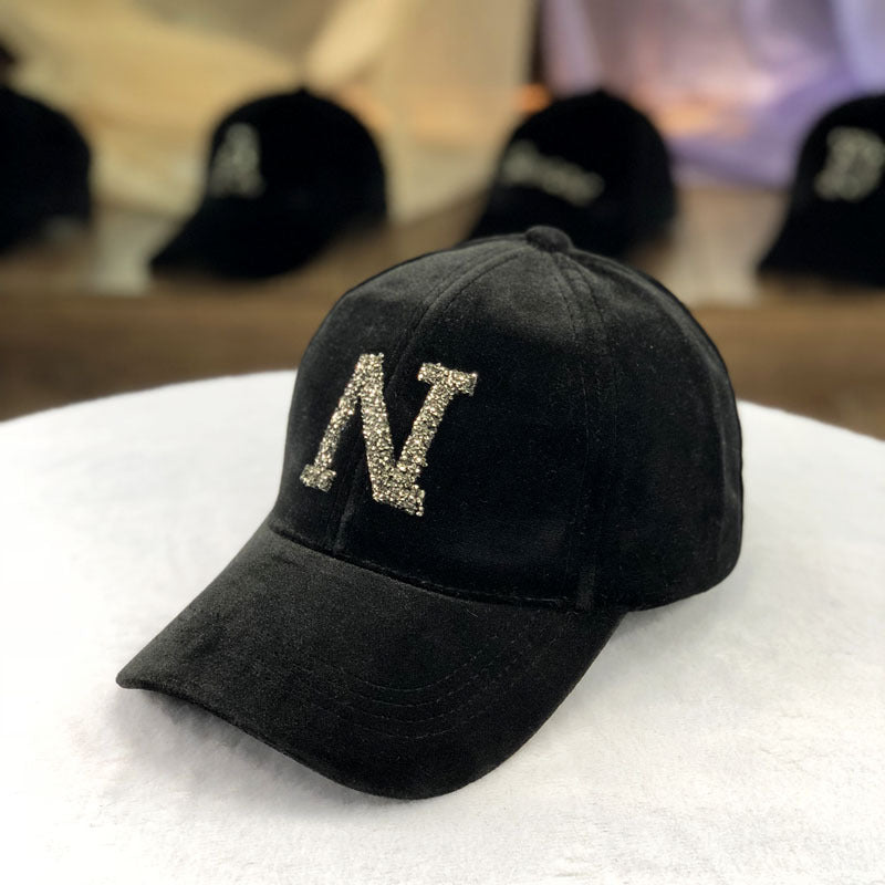 Letter Gold Velvet Baseball Cap Casual All-match Korean Peaked Cap