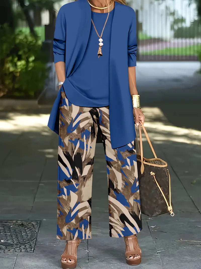 Casual 3D Printed 3-Piece Set Top Vest And Pants