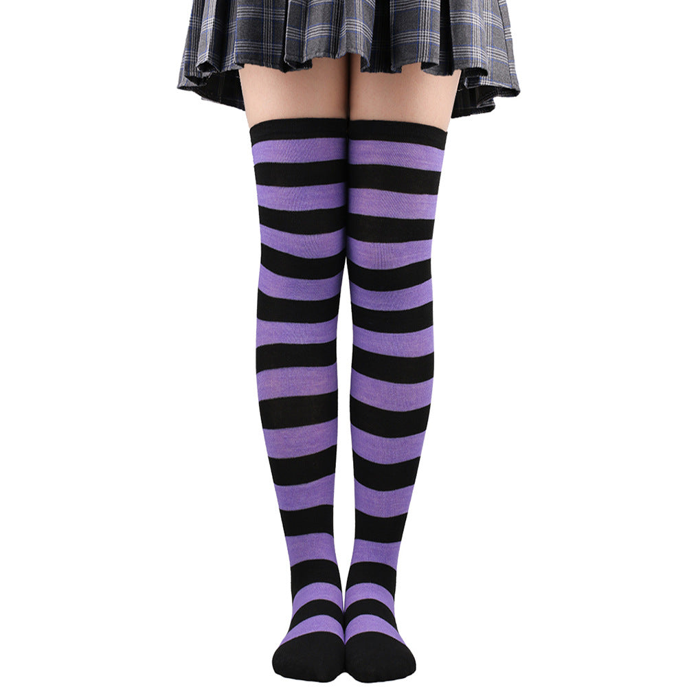 Striped Socks Hold-ups Women Over The Knee Halloween