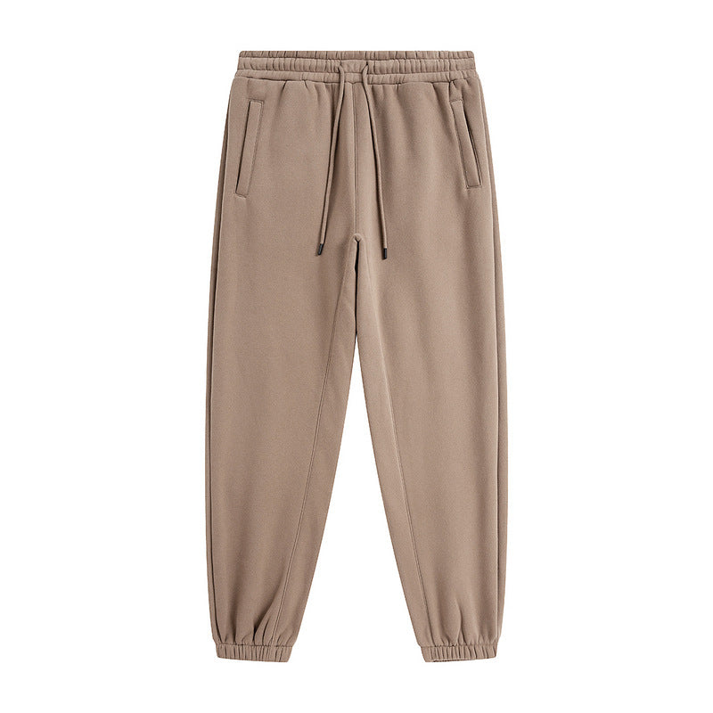 Plus Fleece Clean Color Pinched Foot Drawstring Sweatpants
