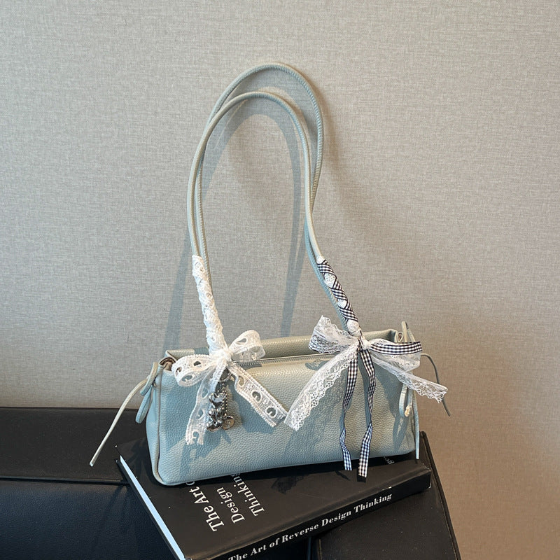 Simplicity Fashionable Bow High-grade One-shoulder Baguette Bag