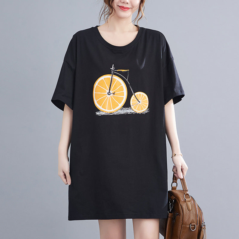 Plus Size Dame-bh'er 160 Løs Rund Hals Print