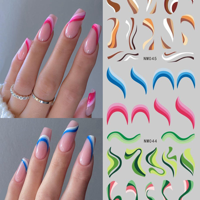 Ribbon Line Watermark Nail Sticker Decoration  Abstract
