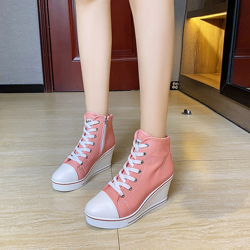 High-top Canvas  Women's Slope With 8 Cm Heightened Casual Shoes