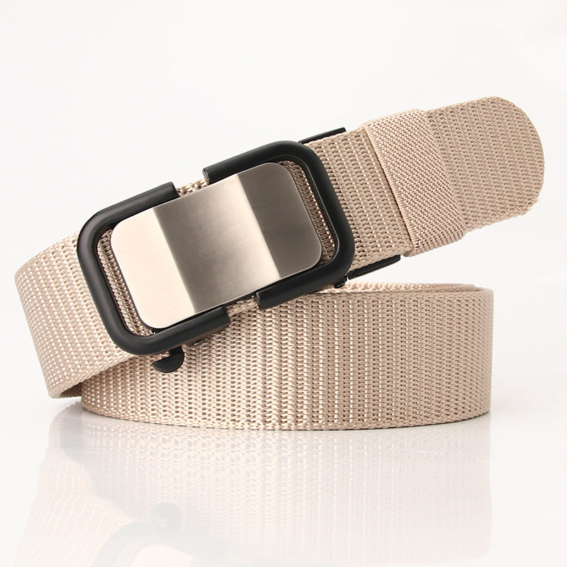 New Nylon Waistband Toothless Automatic Buckle Men's Leather Belt Casual All-match Trouser Belt Neutral Men's And Women's Youth Fashion Wear