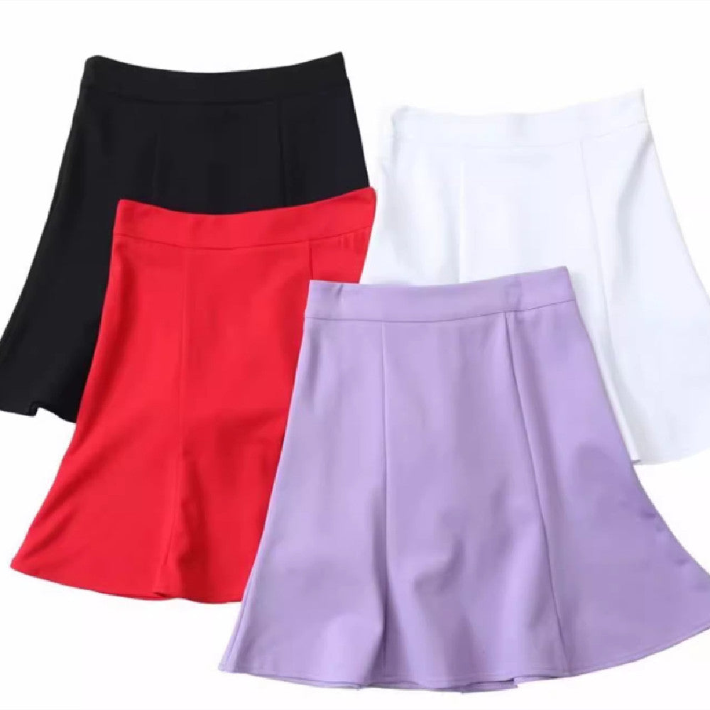 Women's Large Swing All-match Solid Color High Waist Skirt