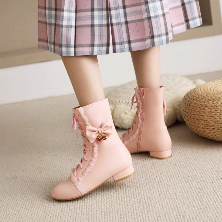 Sweet Bow Flat Darling Women's Boots Lace-up
