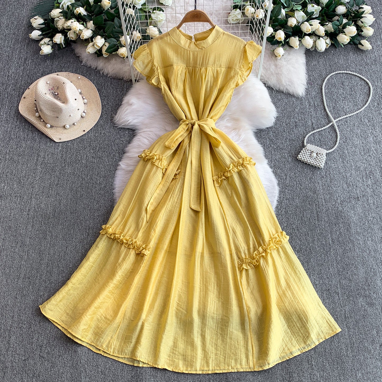 Sweet Flutter Sleeve Dress For Women