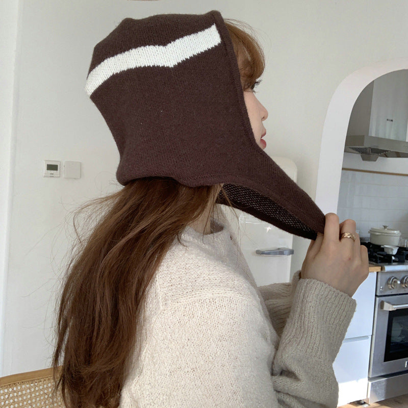 Scarf Button Snap Knit Hood For Warmth