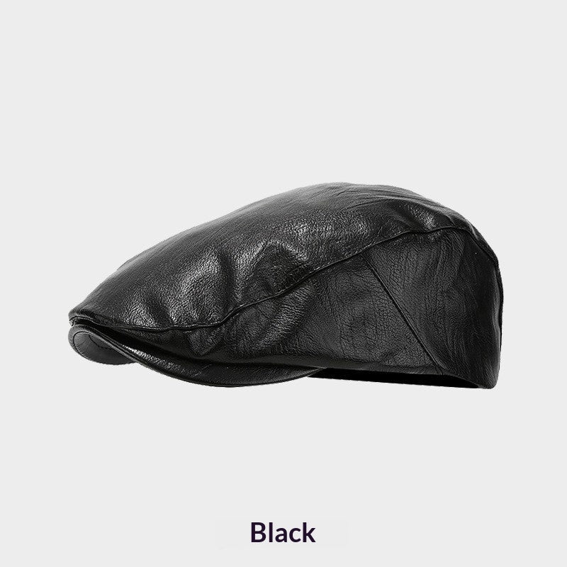 AutumnWinter American-style Leather Trapper Hat Men's Vintage Painter's Cap