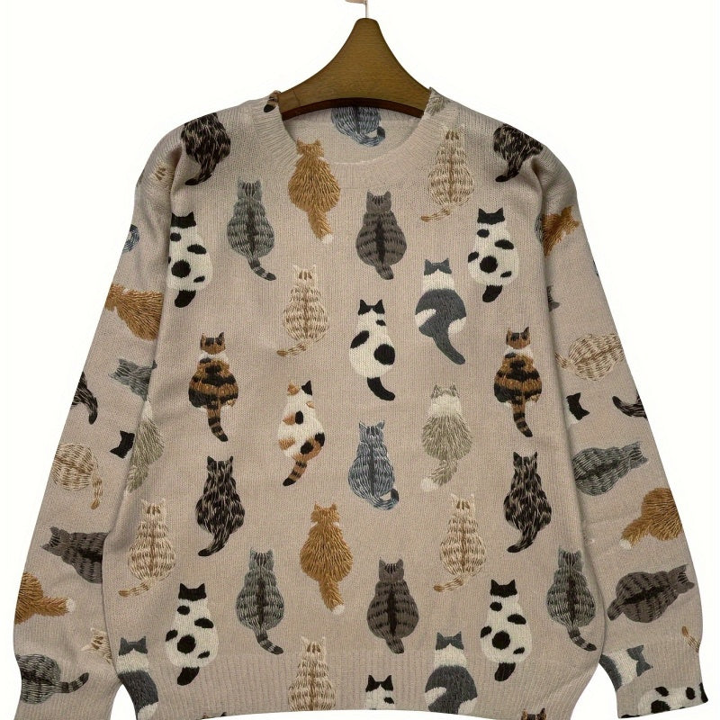 Women's Printed Pullover Round Neck Thick Striped Sweater