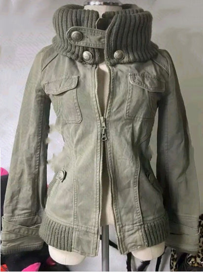 Fashionable American retro y2k brown jacket versat