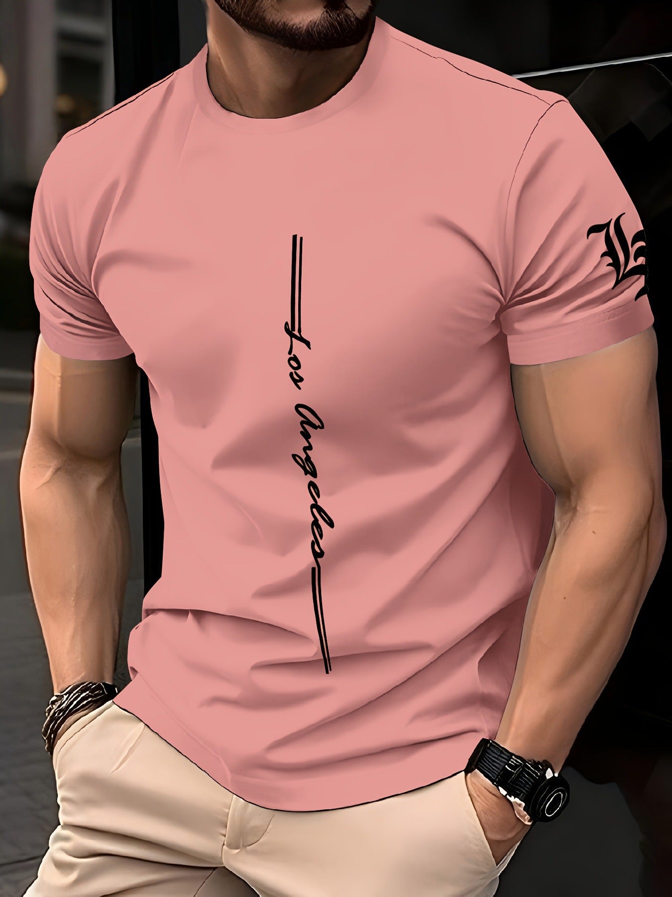 Mens Casual Minimalist 3D Short Sleeve Printed T Shirt Top