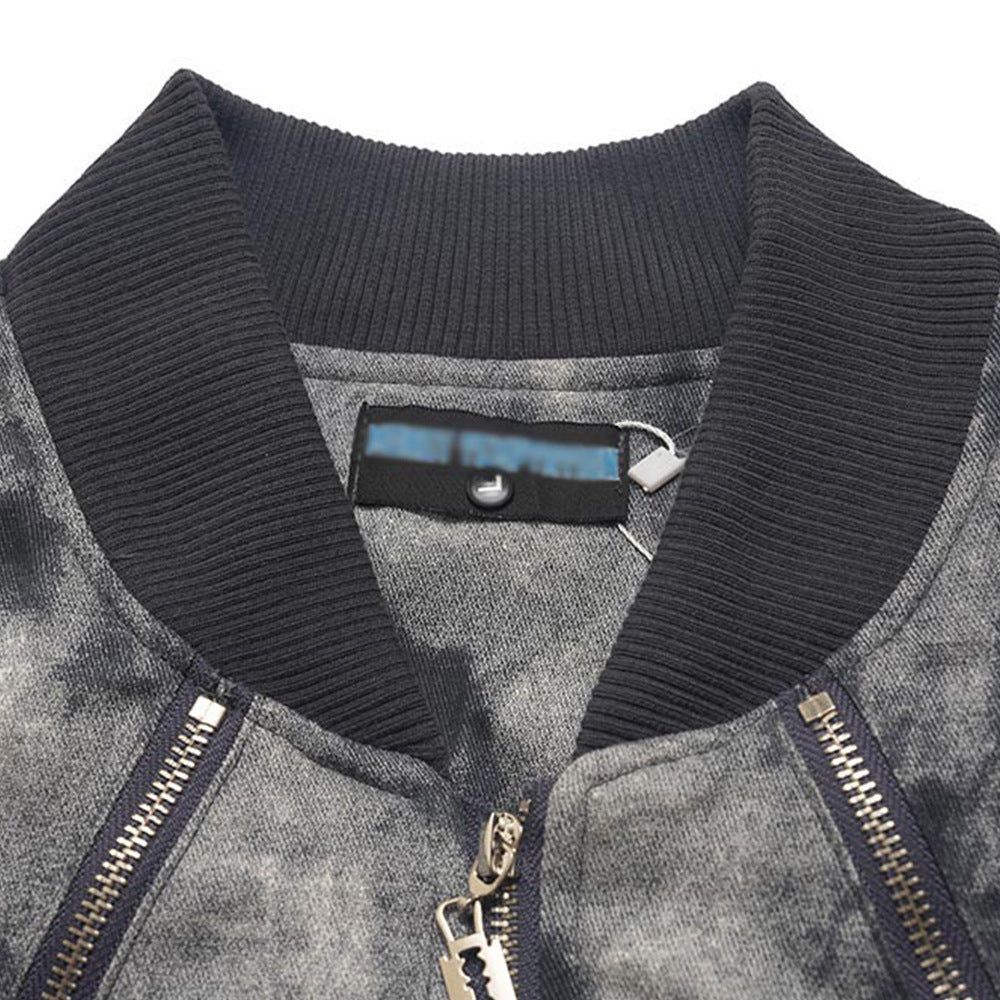 Tie-dye Camouflage Thick Quilted Baseball Jacket