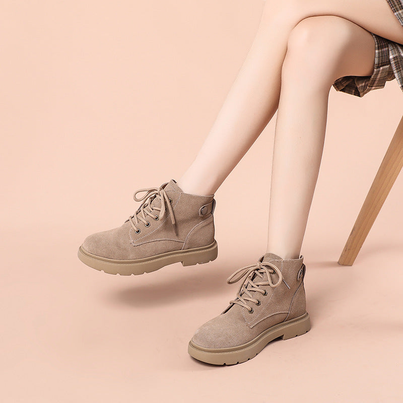 British Style Leather Thick Sole Increases In Height