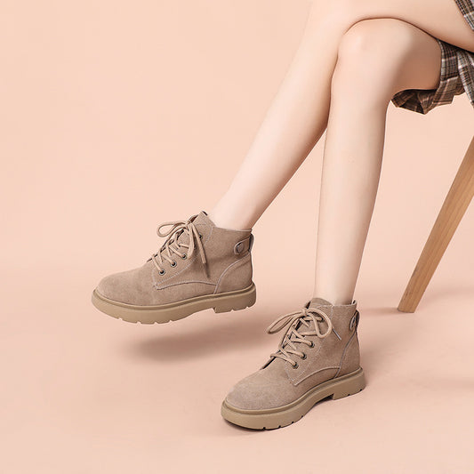 British Style Leather Thick Sole Increases In Height