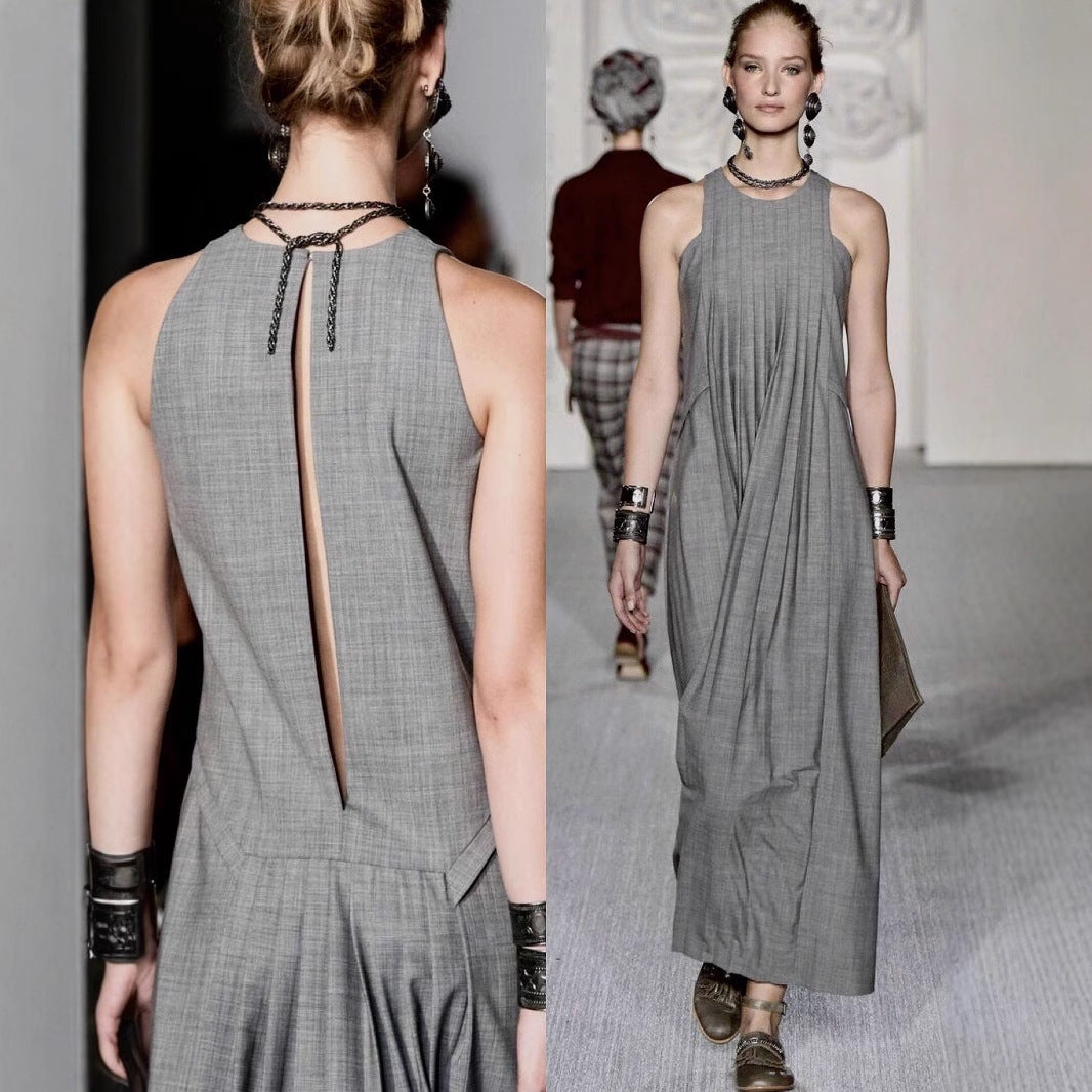 Elegant Vintage Sleeveless Suit Dress