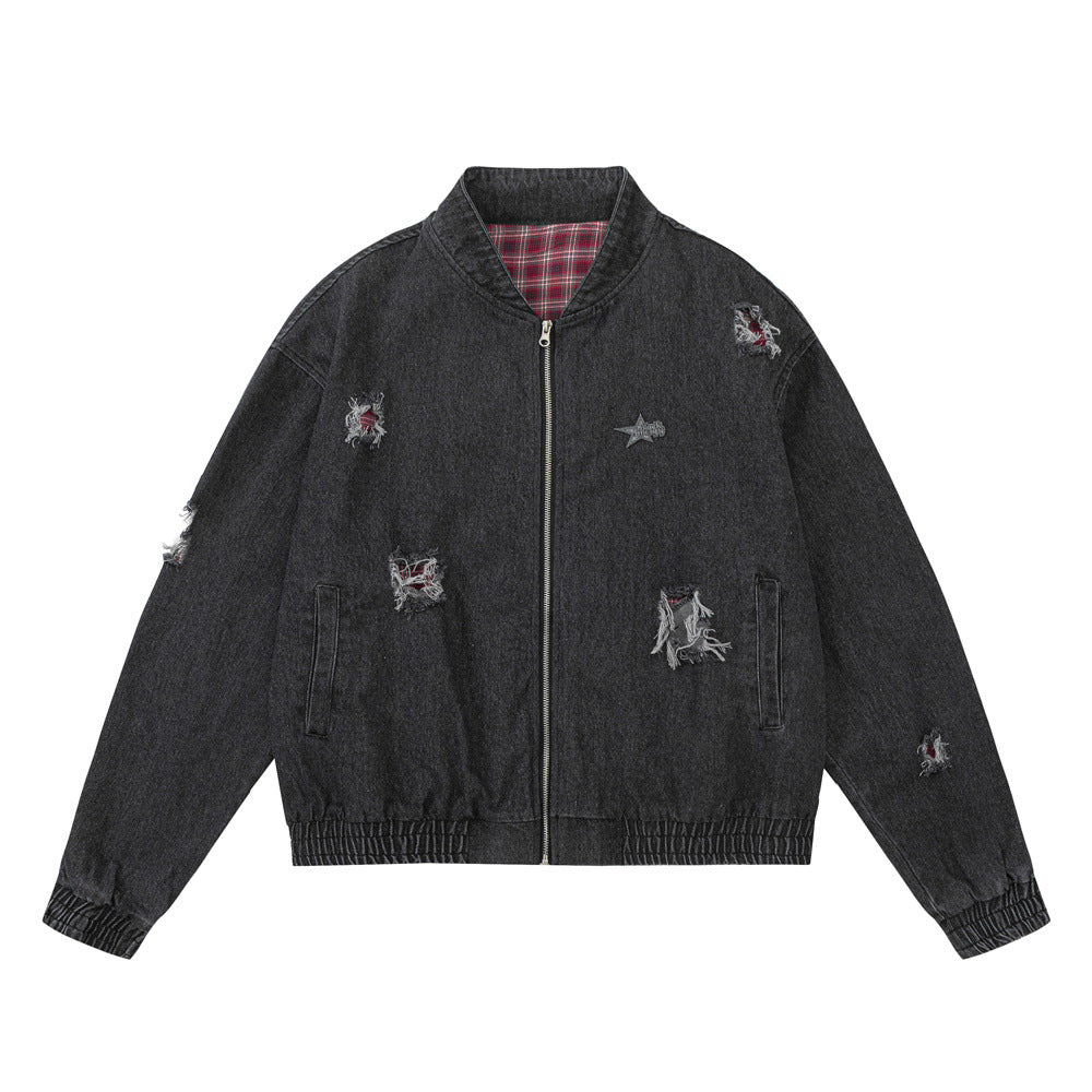 Vintage Autumn And Winter Loose Washed Old Denim Jacket