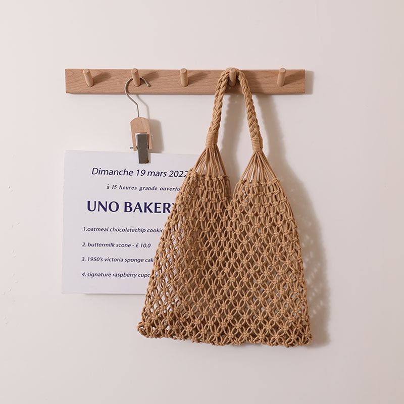 Women's Casual Hollow Cotton Thread Hand Woven Bag