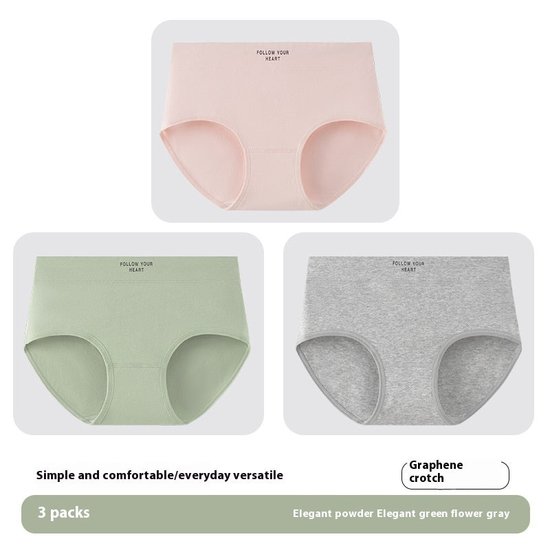 Antibacterial Women's Cotton Underwear Printed Mid Waist