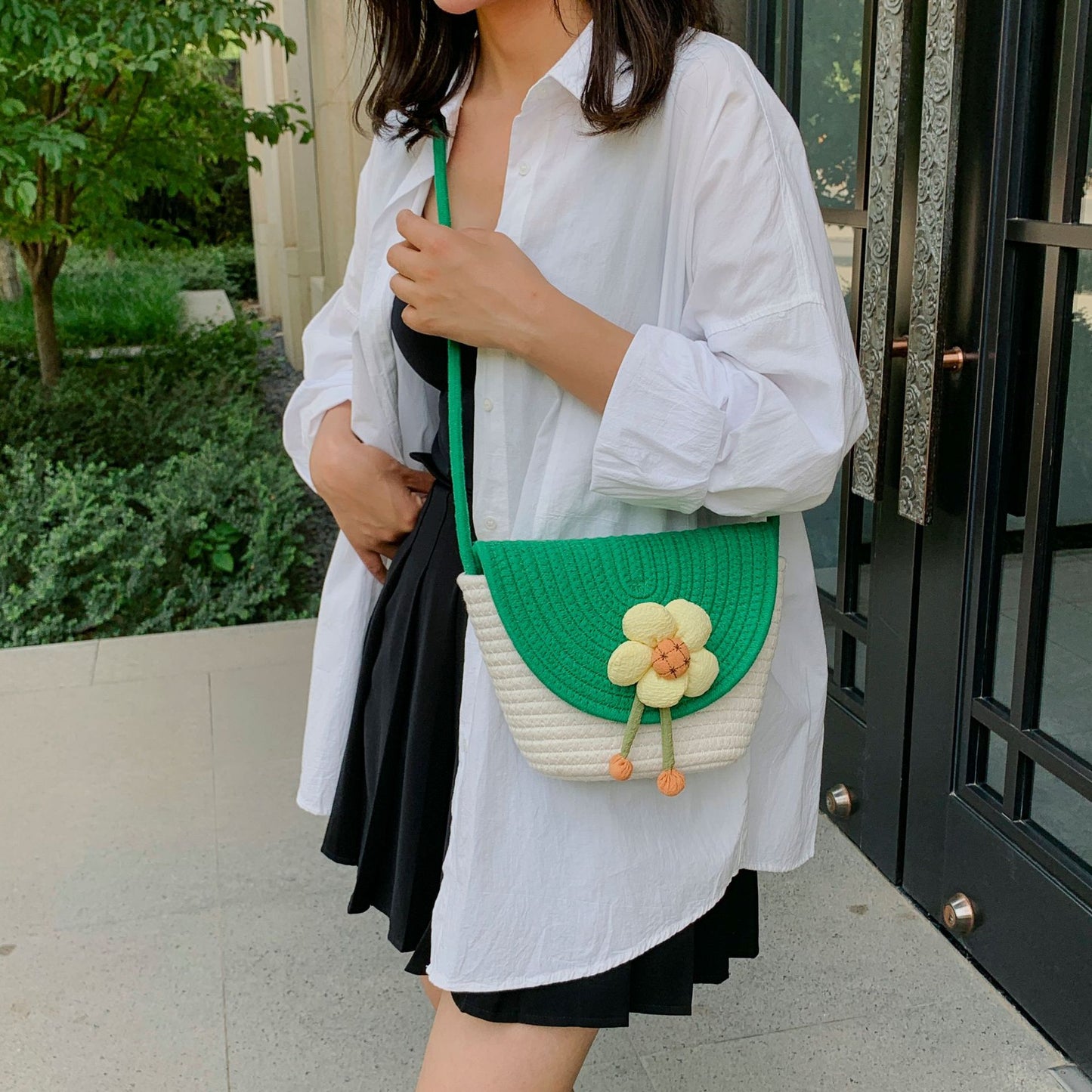 Cute Flowers Straw Bag Women's Summer New Fashion