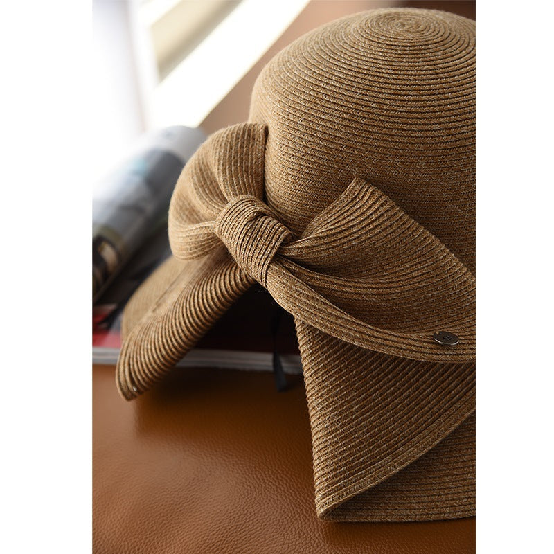 Tri Color Mixed Line Sun Hat French Style