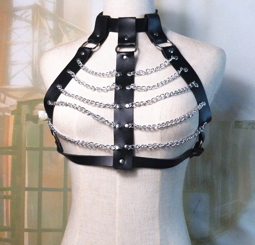 Punk Dark Street Dance Collar Belt One Piece