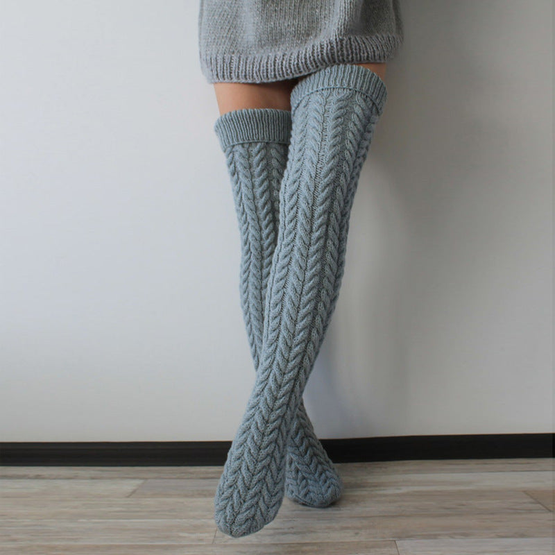 Autumn And Winter Twist Over The Knee Stockings Bunching Socks Women